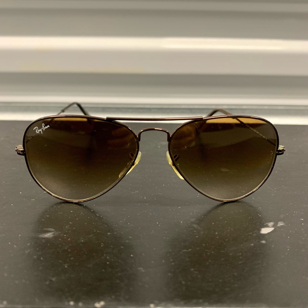 Ray-Ban Brown Gradient Aviator Sunglasses - Gold Frame